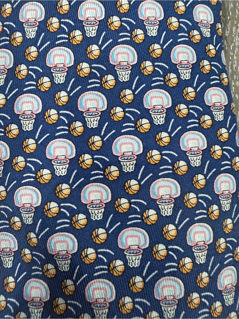 Vineyard Vines Navy Tie with Basketball Pattern